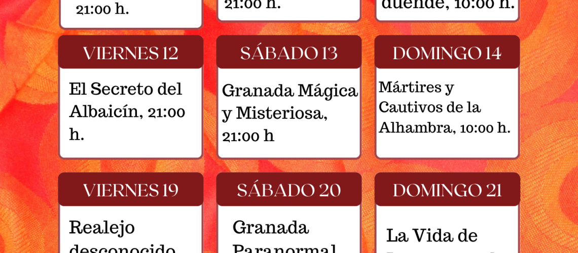 CALENDARIO DE SEPTIEMBRE GRANADA SECRETA