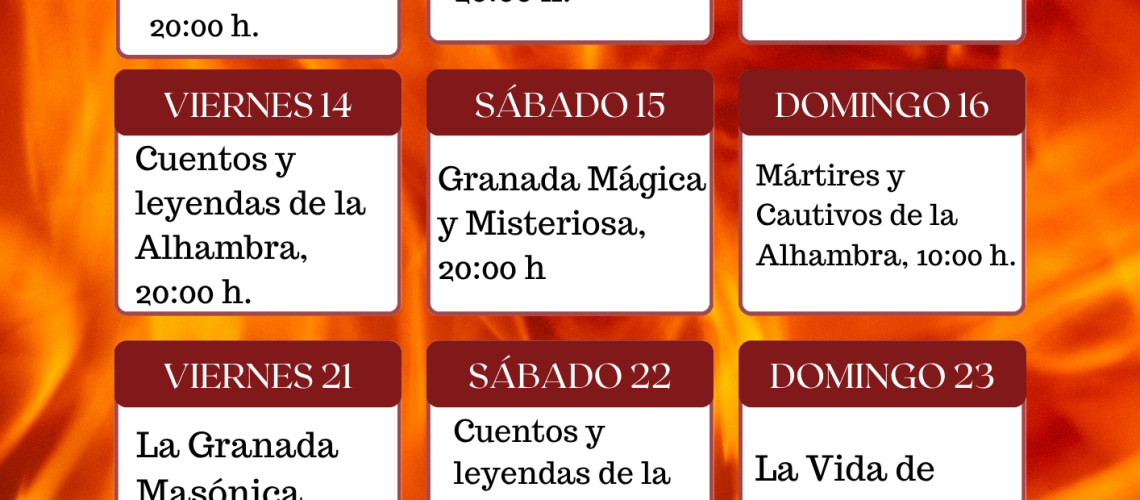 Calendario de Noviembre Granada Secreta